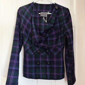 L.A.M.B. Draped Collar Plaid Blazer Fall 2008 Gossip Girl Size 6